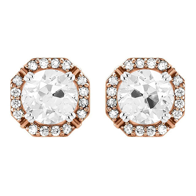 Ohrstecker Zweifarbiges 14K Gold mit Diamant – Hauptansicht