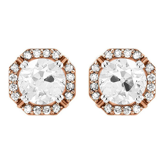 Ohrstecker Zweifarbiges 14K Gold mit Diamant – Hauptansicht