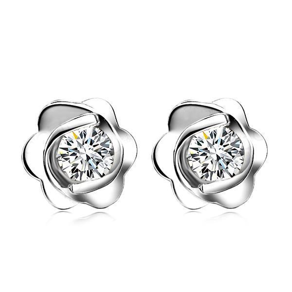 Ohrstecker Im Blumenstil 2.20 Ct Natürliche Diamanten Im Rundschliff Weißgold 14K