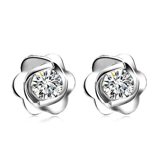 Ohrstecker Im Blumenstil 2.20 Ct Natürliche Diamanten Im Rundschliff Weißgold 14K