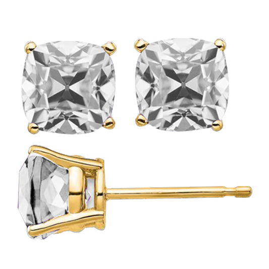 Edler Diamant Cushion Ohrstecker in 14K Gelbgold – Hauptansicht