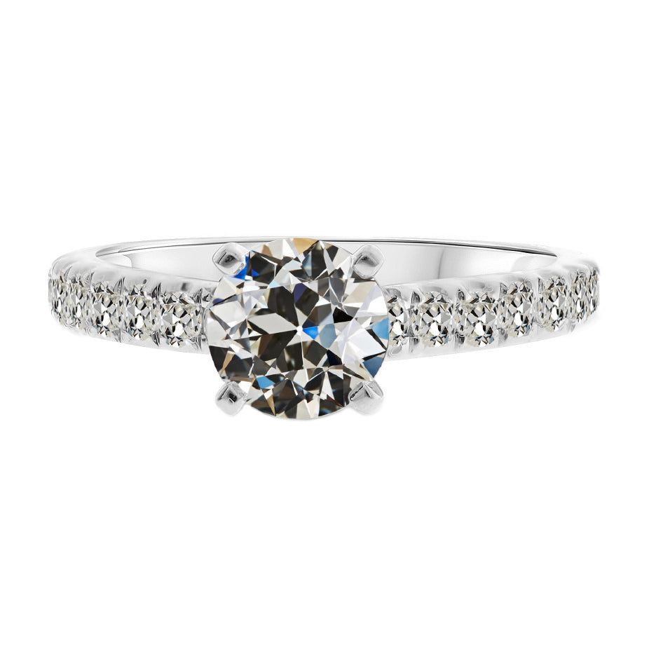 Natürlicher Edler Diamant Solitär-Ring mit Akzenten 2 Karat 14 Karat Weißgold – Hauptansicht