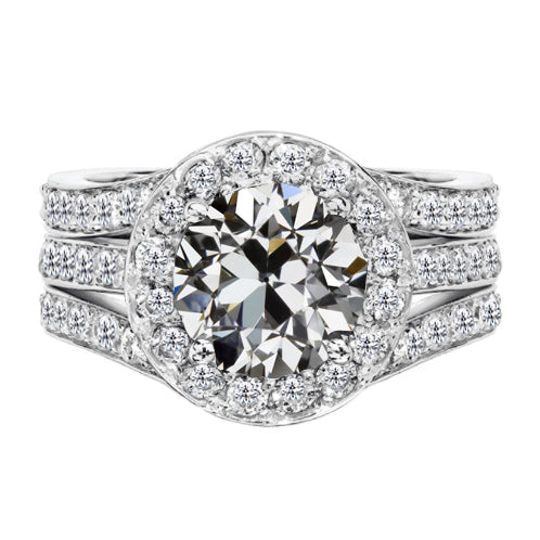 Naturreiner Diamant Halo-Verlobungsring 2 Karat 14K Weißgold – Hauptansicht