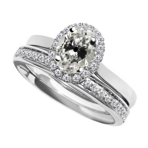 Old Mine Cut Brillant Ring in 14 Karat Weißgold – Hauptansicht