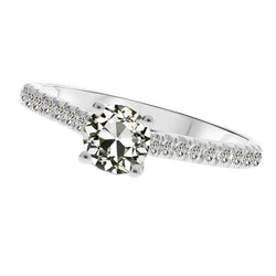 Akzent-Solitär-Ring 14K Weißgold – Diamant Old Mine Cut 2 Karat