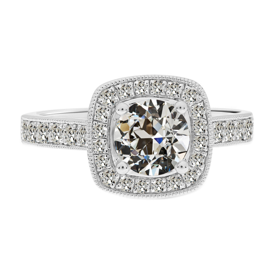Edler Diamant Halo-Ring 2-Karat 14 Karat Weißgold – Hauptansicht