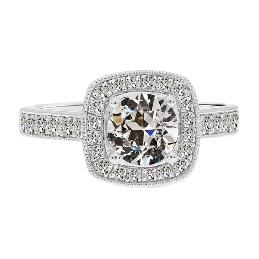Edler Diamant Halo-Ring 2-Karat 14 Karat Weißgold – Hauptansicht