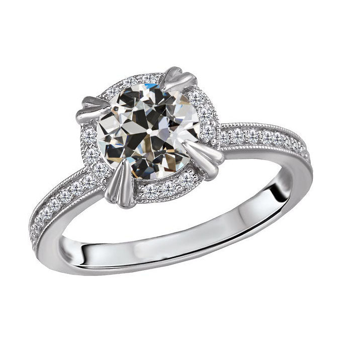 Naturreiner Edler Diamant Halo-Verlobungsring – Hauptansicht