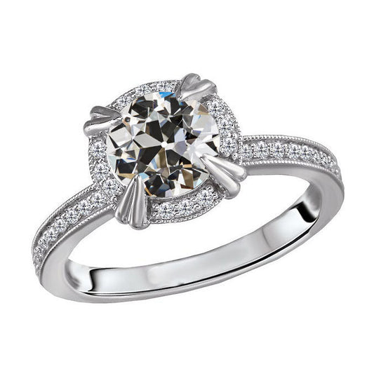 Naturreiner Edler Diamant Halo-Verlobungsring – Hauptansicht
