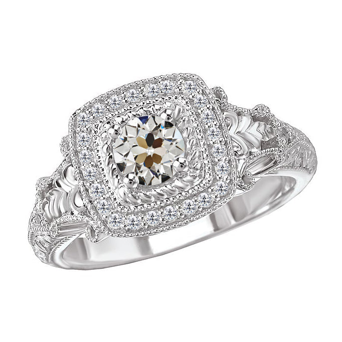 Diamant Halo-Ring 2-Karat 14K Weißgold – Hauptansicht