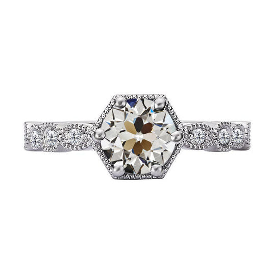 Antik-Kissen-Schliff Brillant Ring in 14K Weißgold – Hauptansicht