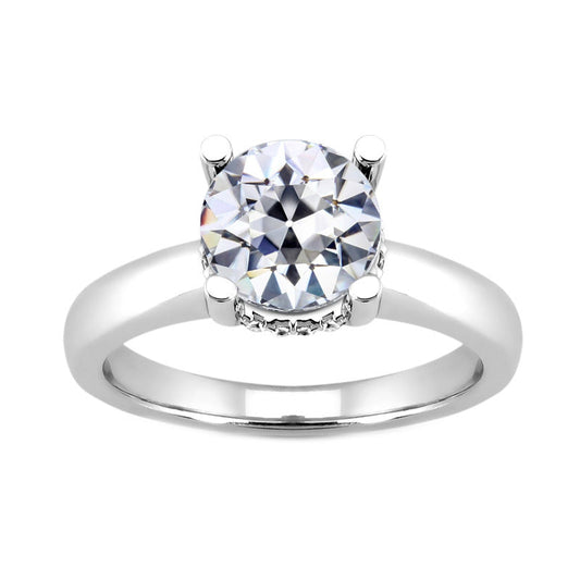 Old Mine Cut Diamant Ring in 14K Weißgold – Hauptansicht