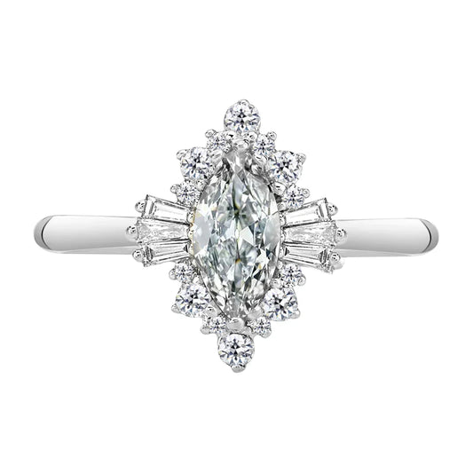 Halo-Ring 14 Karat Weißgold mit Diamant – Hauptansicht