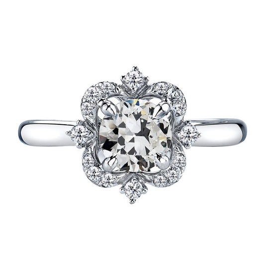 Handgefertigter Halo-Fassung Ring 2 Karat – Hauptansicht