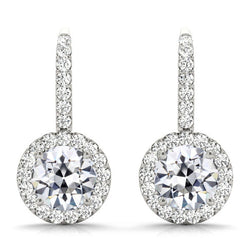 14 Karat Weißgold Old Mine Cut Diamant Ohrhänger 7,50 Karat