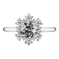 Designer Halo-Fassung Ring mit Antik-Kissen-Schliff Edler