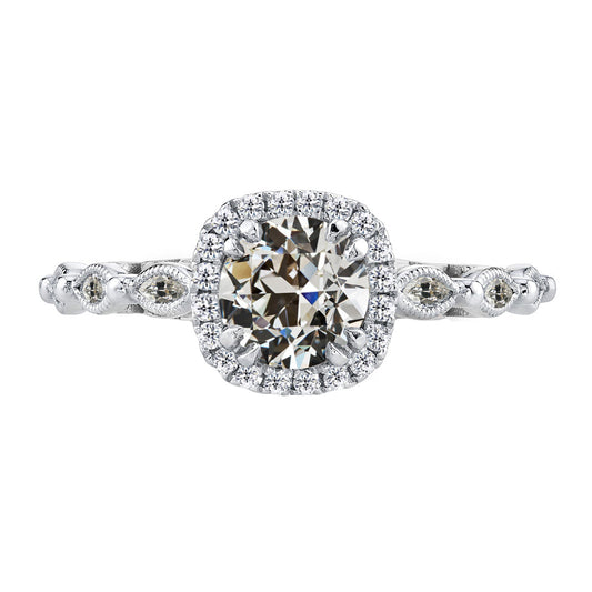 Brillant Halo-Ring 3-Karat 14K Weißgold – Hauptansicht