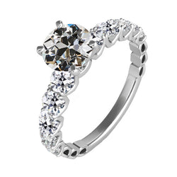 Solitär-Ring mit Akzenten 14K Weißgold – Diamant