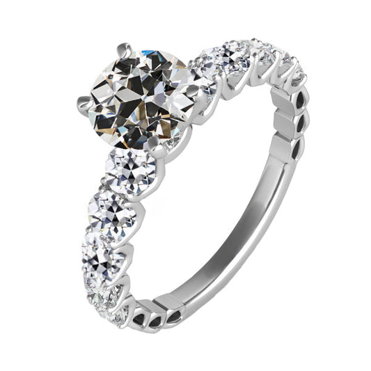 Solitär-Ring mit Akzenten 14K Weißgold mit Diamant – Hauptansicht