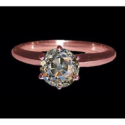 Old Mine Cut Echt Diamant Solitärring Roségold 2,51 Karat