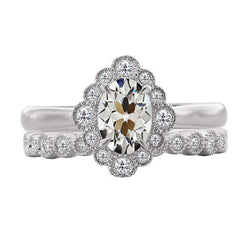 Old Mine Cut Halo-Fassung Ring – Edler Diamant 3 Karat 14K