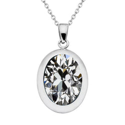 14K Weißgold Antik-Kissen-Schliff Diamant Anhänger-Halskette