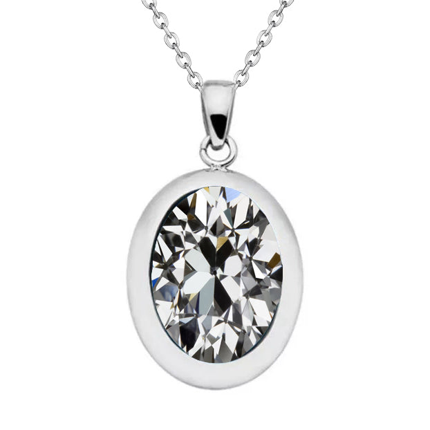 Diamant Old Mine Cut Anhänger-Halskette in 14K Weißgold – Hauptansicht