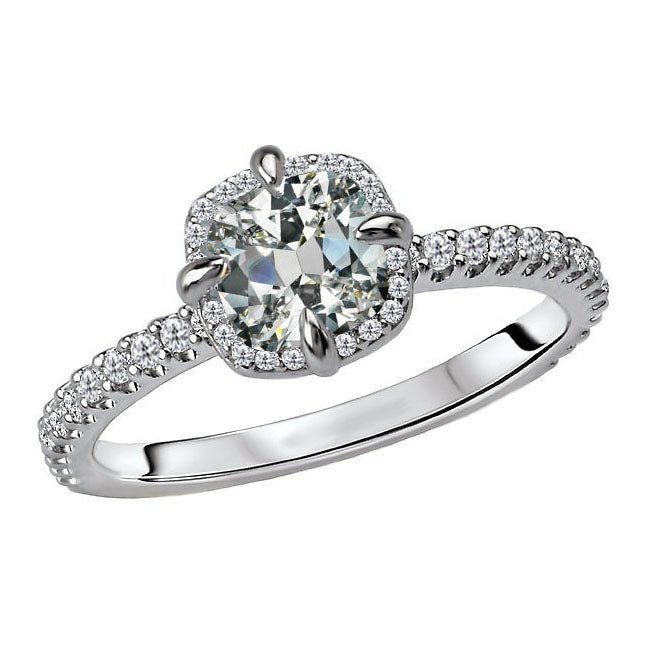 Echter Edler Diamant Halo-Verlobungsring 5 Karat 14K Weißgold – Hauptansicht