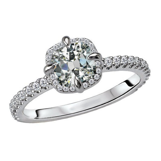 Echter Edler Diamant Halo-Verlobungsring 5 Karat 14K Weißgold – Hauptansicht