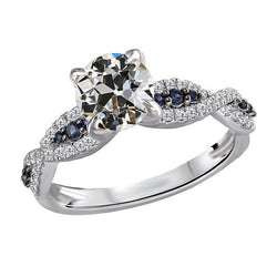 Luxuriöser Brillant Solitär-Ring mit Akzenten – 2 Karat 14K