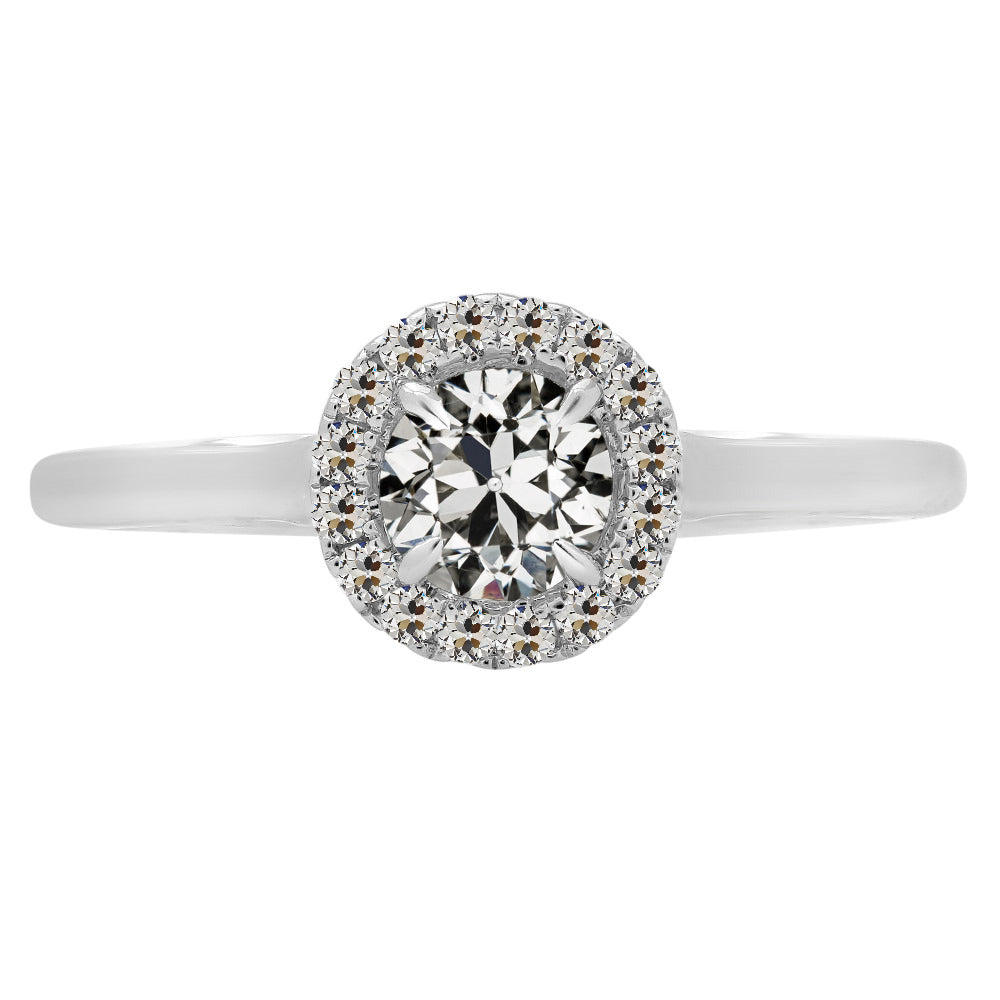 Diamant Antik-Kissen-Schliff Halo-Verlobungsring in 14 Karat Weißgold – Hauptansicht