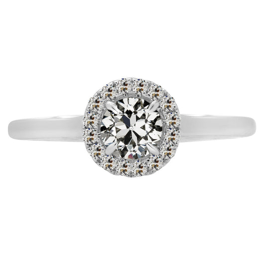 Diamant Antik-Kissen-Schliff Halo-Verlobungsring in 14 Karat Weißgold – Hauptansicht