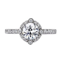 Natürlicher Brillant Halo-Fassung Ring 2 Karat – 14K Weißgold