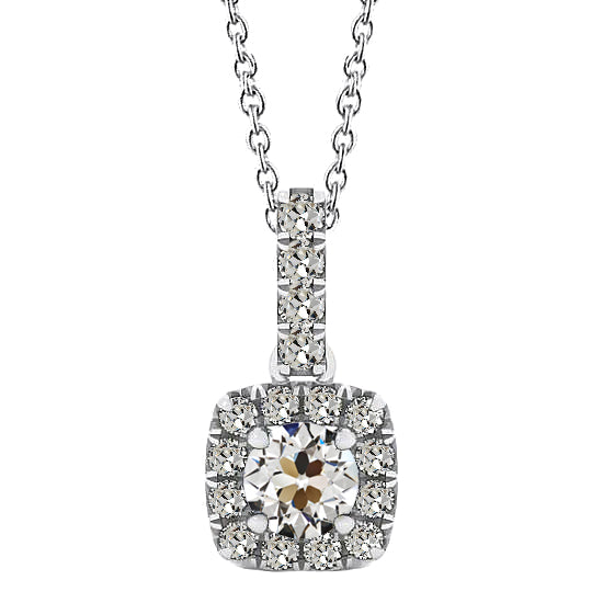 Antik-Kissen-Schliff Diamant Ring in 14K Weißgold – Hauptansicht