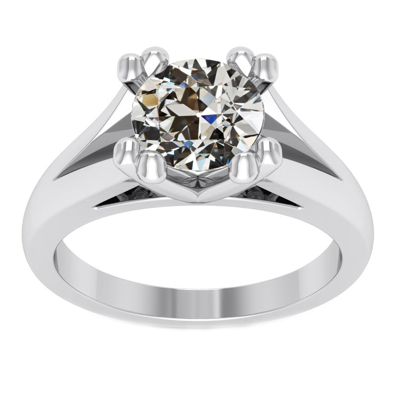 Brillant Old Mine Cut Einzelstein-Ring in 14K Weißgold – Hauptansicht