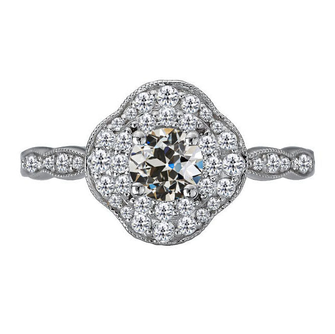 Echter Diamant Halo-Ring 1,50 Karat 14K Weißgold – Hauptansicht