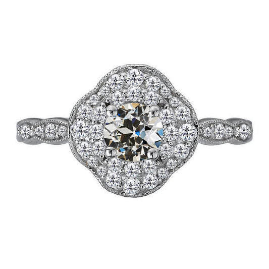 Echter Diamant Halo-Ring 1,50 Karat 14K Weißgold – Hauptansicht