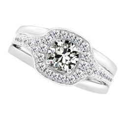 14K Weißgold Diamant Halo-Fassung Ring – 3,50-Karat