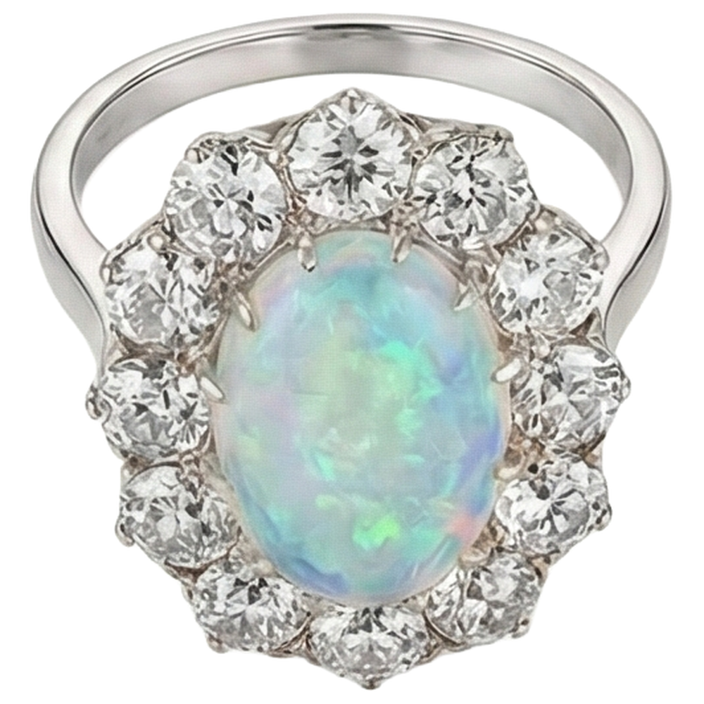 echter oval opal 3.00Karat ring Seitenansicht