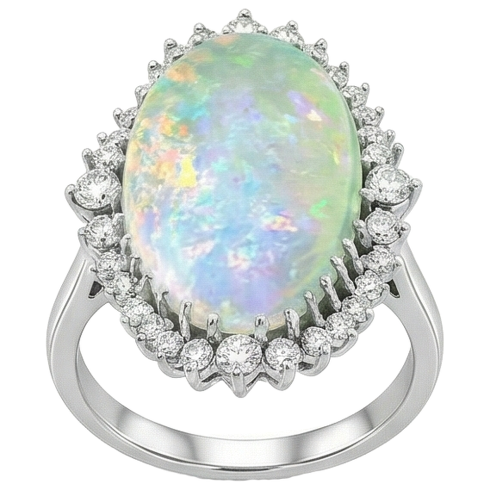 echter oval opal 10.25Karat ring Draufsicht