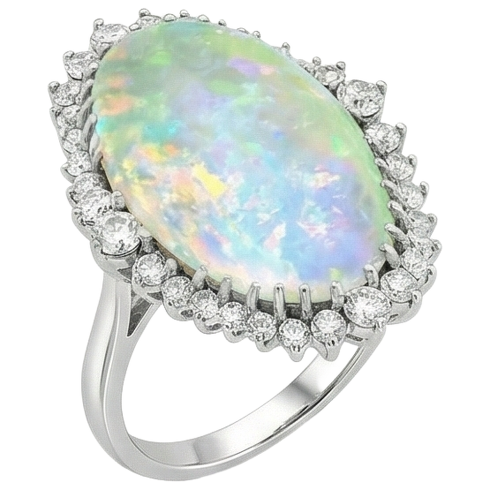 echter oval opal 10.25Karat ring Profilansicht