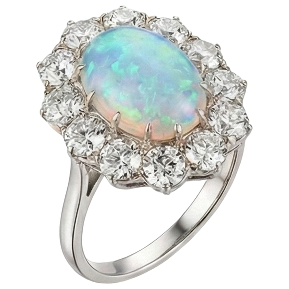 echter oval opal 3.00Karat ring Draufsicht