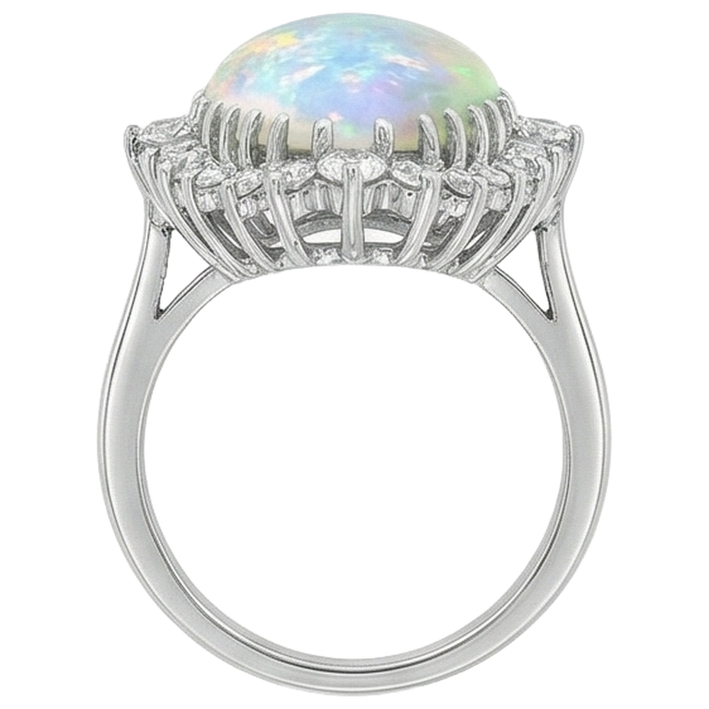 echter oval opal 10.25Karat ring auf Weiß