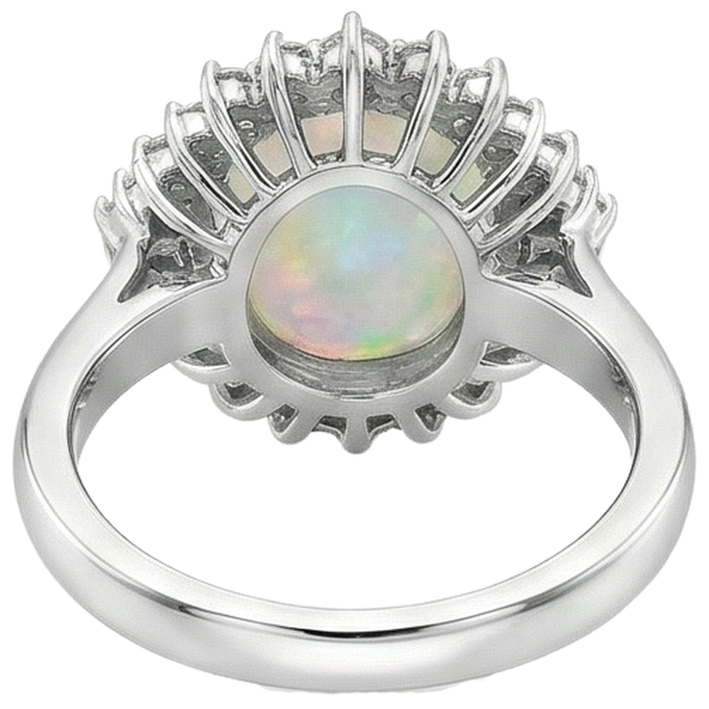 echter oval opal 10.25Karat ring mit Diamantbesatz