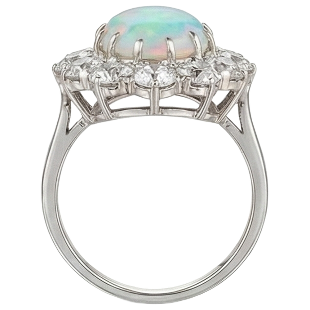 echter oval opal 3.00Karat ring auf Weiß