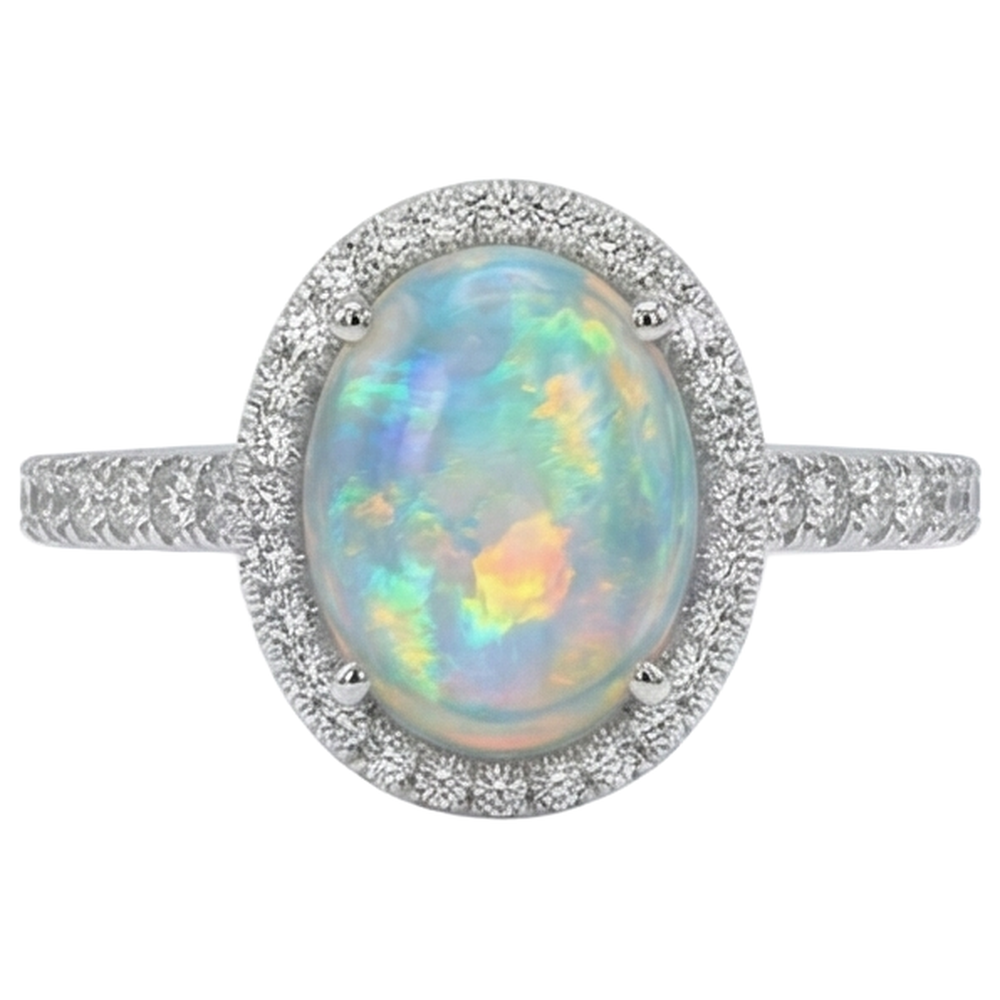 echter oval opal 11.20Karat ring Vorderansicht