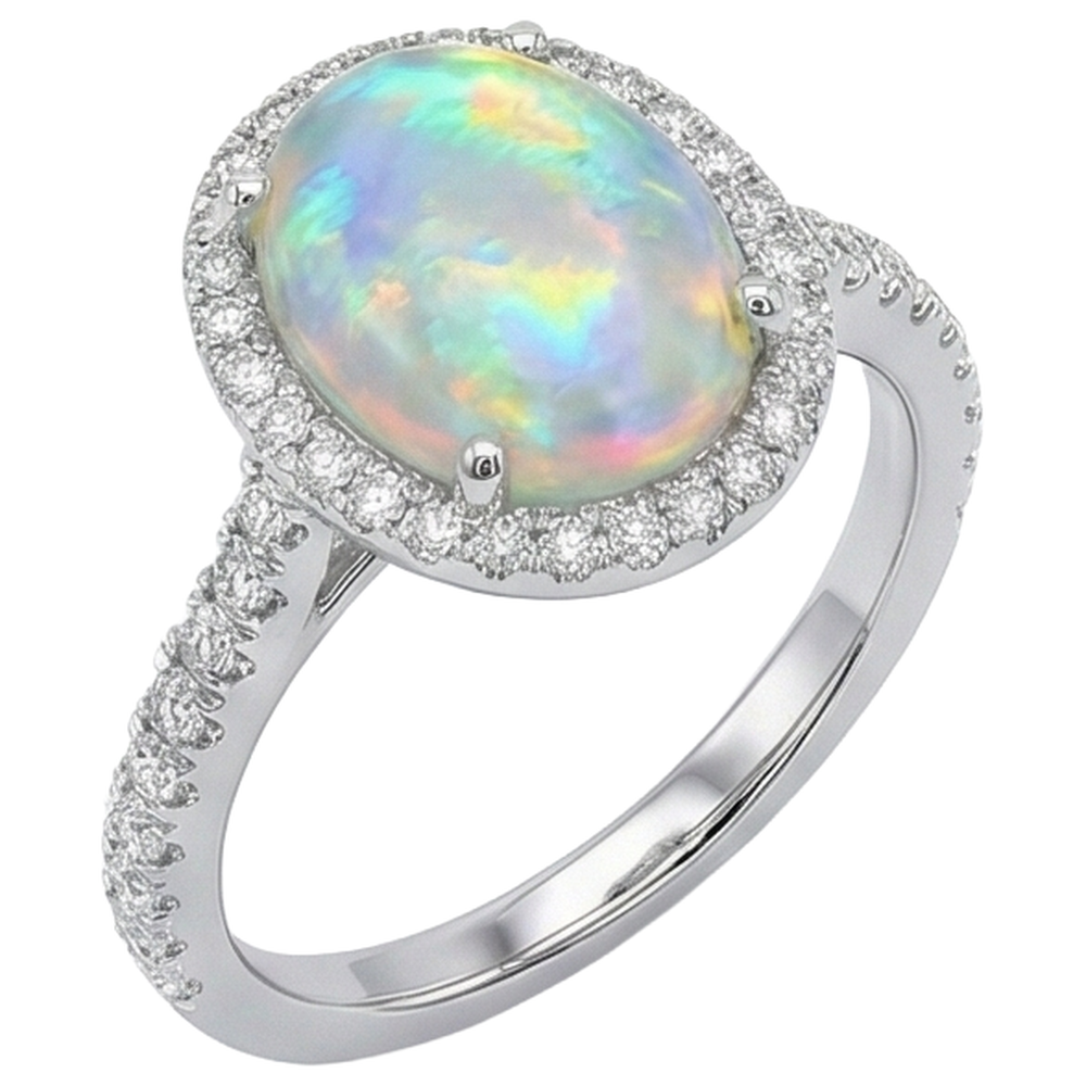 echter oval opal 11.20Karat ring Seitenansicht