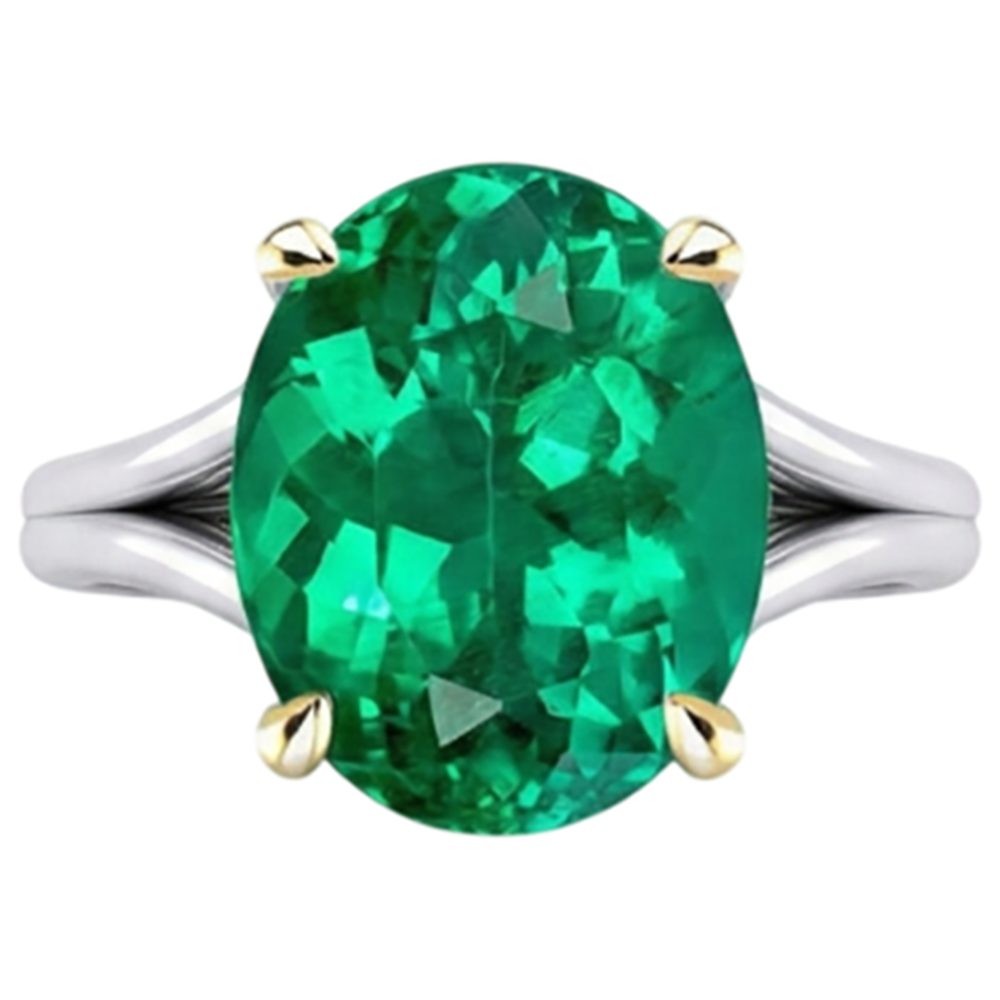 Erdgewonnener Edler Smaragd Farbstein-Ring – Seitenansicht