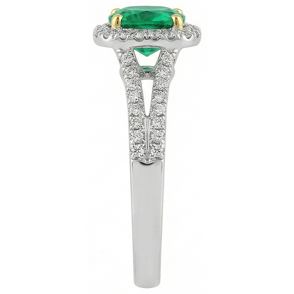 Erdgewonnener Kolumbianischer Smaragd Edelstein-Ring 2 Karat Bicolor 14K Gold – Draufsicht