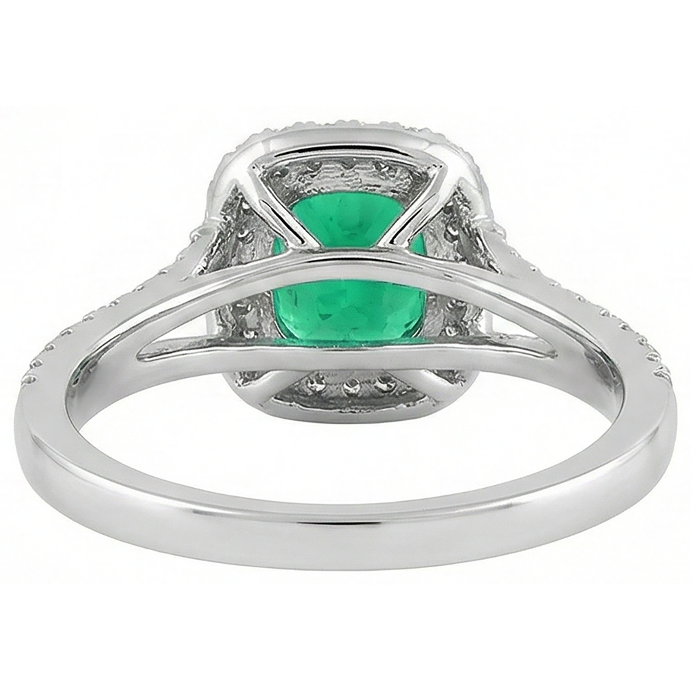 Glänzender Kolumbianischer Smaragd Edelstein-Ring 2 Karat – Rückansicht
